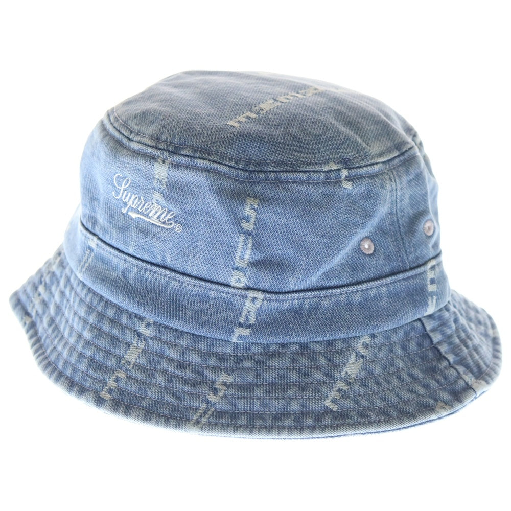 SUPREME(シュプリーム) 20AW Logo Stripe Jacquard Denim Crusher ロゴ ストライプ ジャックアード デニム クラッシャー バケット ハット インディゴ