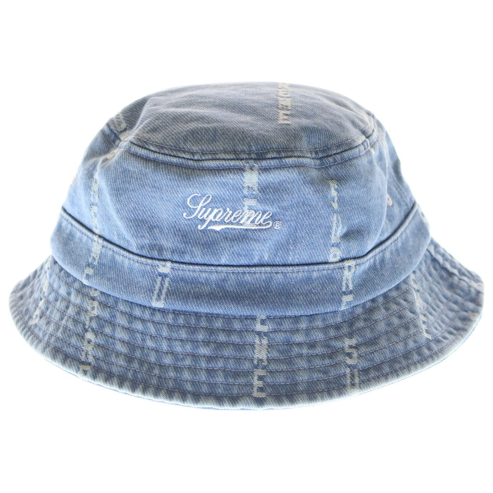SUPREME(シュプリーム) 20AW Logo Stripe Jacquard Denim Crusher ロゴ ストライプ ジャックアード デニム クラッシャー バケット ハット インディゴ
