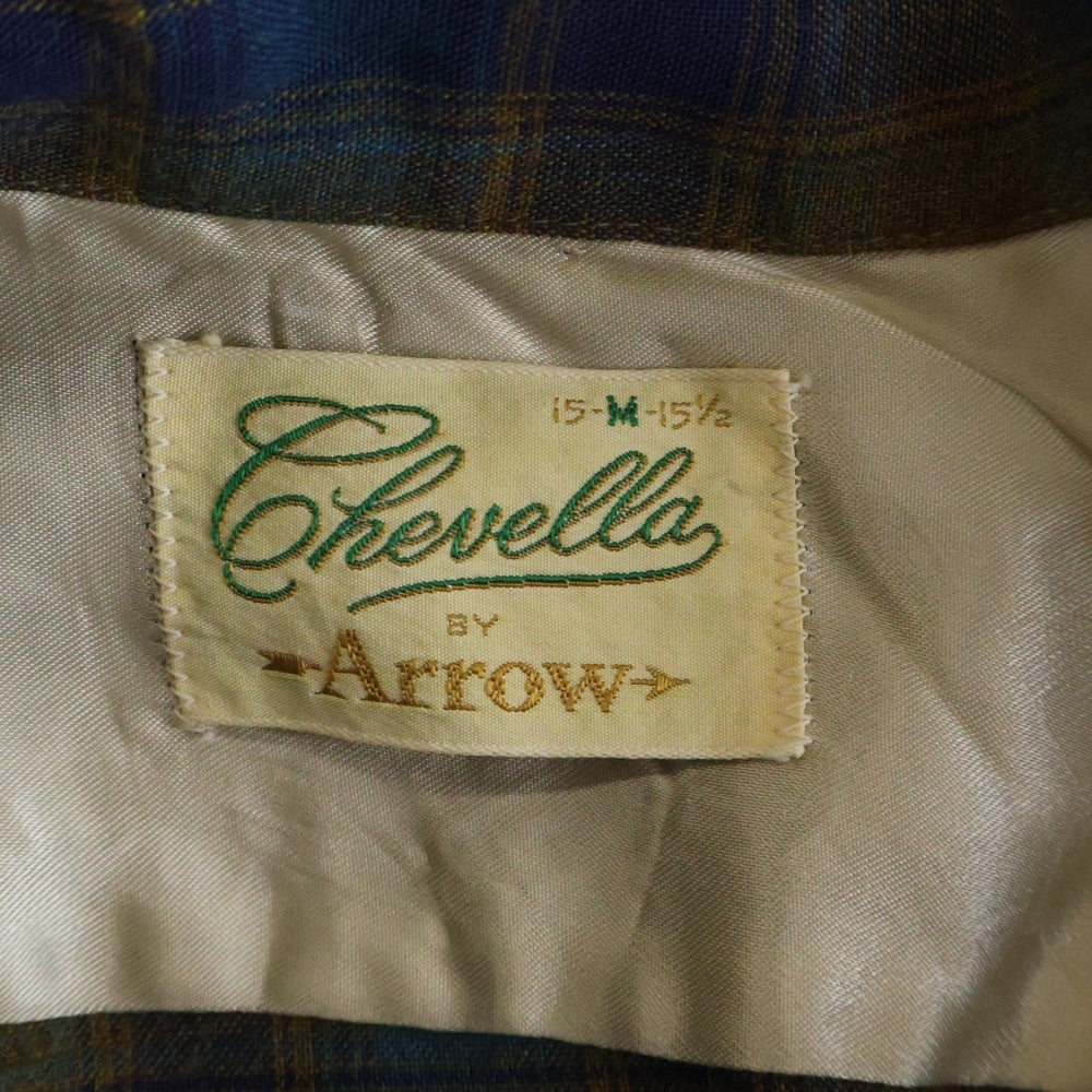 VINTAGE(ヴィンテージ) 60S ARROW CHEVELLA OMBRE CHECK RAYON L/S SHIRTS オンブレチェック レーヨン 長袖 シャツ ブルー/ブラウン