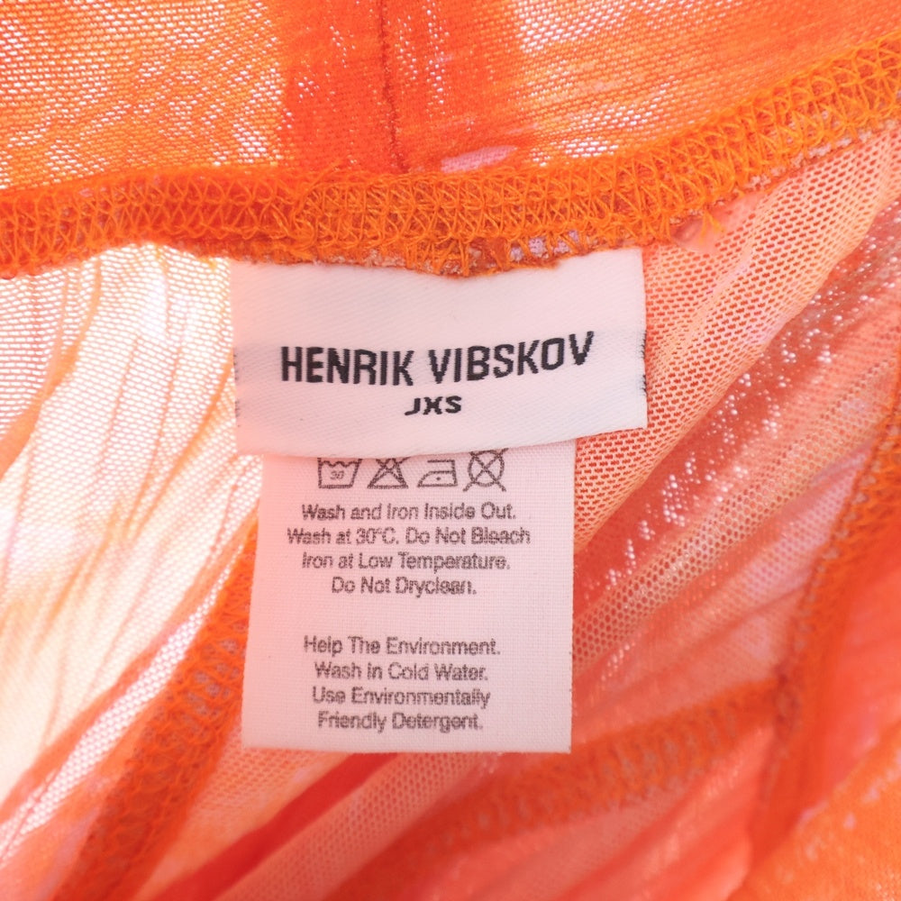 HENRIK VIBSKOV(ヘンリックヴィブスコブ) SS23 STUDIO-F811 シースルー シャーリング 総柄プリントレギンスパンツ オレンジ レディース
