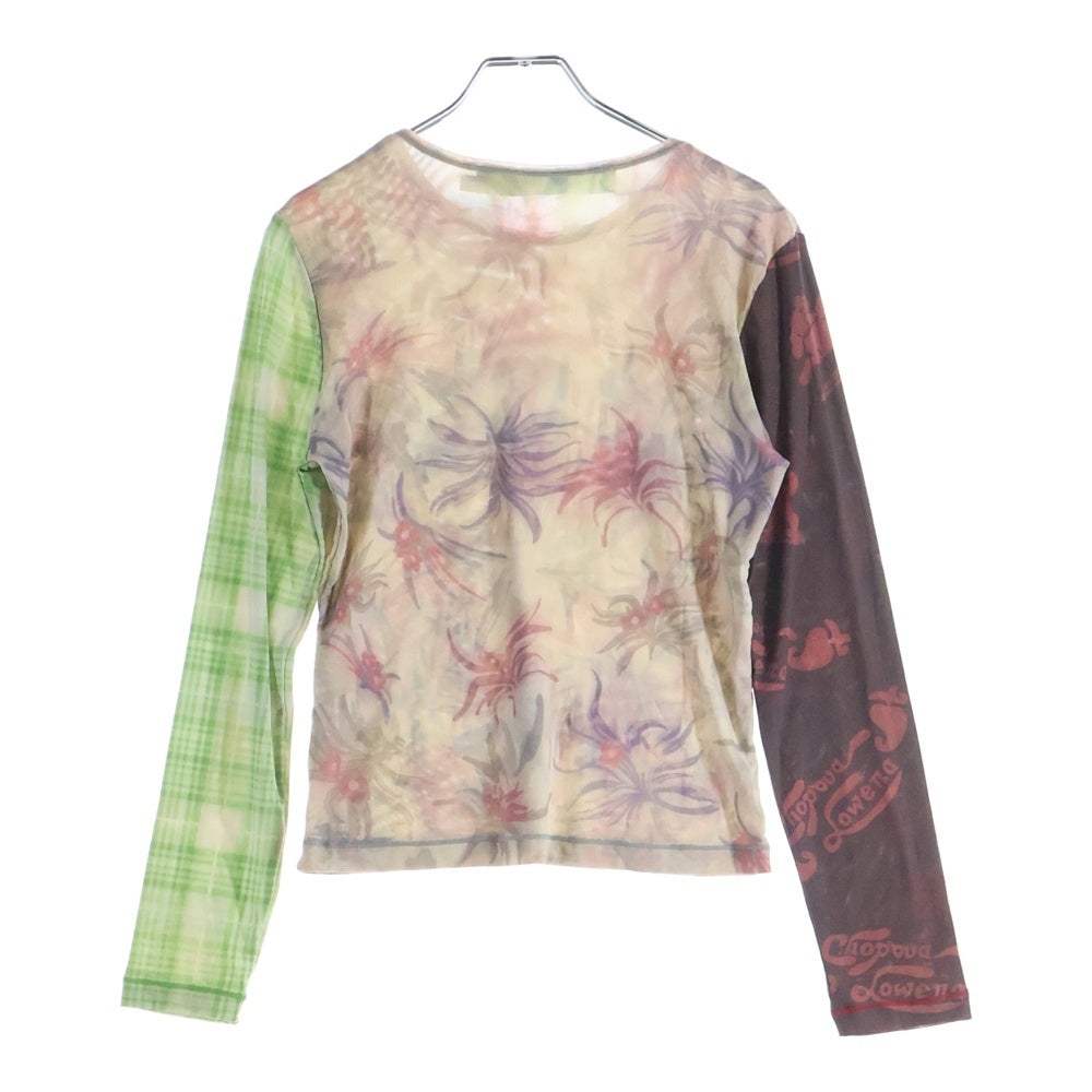 NO BRAND(ノーブランド) CHOPOVA LOWENA(チョポヴァ ロウェナ）24SS シアー アシンメトリー柄 トップス メッシュ マルチカラー レディース