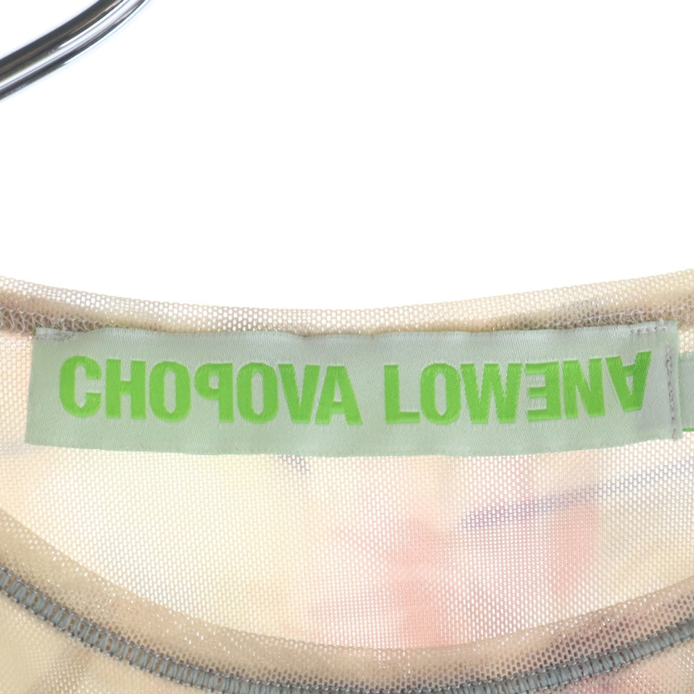 NO BRAND(ノーブランド) CHOPOVA LOWENA(チョポヴァ ロウェナ）24SS シアー アシンメトリー柄 トップス メッシュ マルチカラー レディース