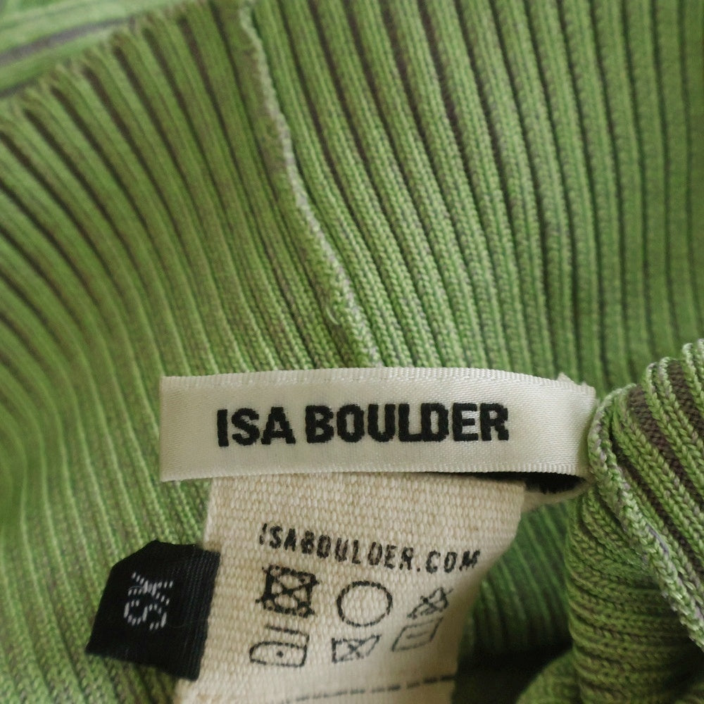 NO BRAND(ノーブランド) ISA BOULDER(イサ ボールダー）構築長袖ニットセーター ラウンドネック グリーン レディース