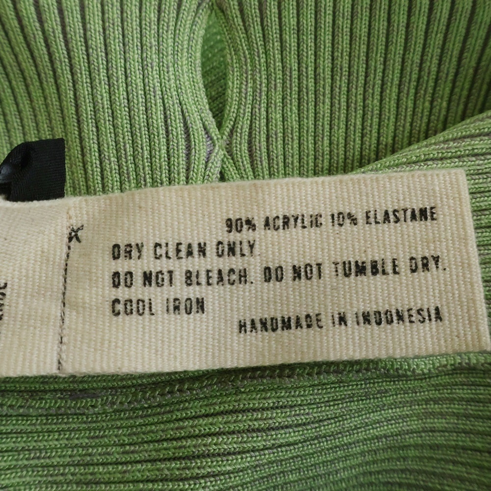 NO BRAND(ノーブランド) ISA BOULDER(イサ ボールダー）構築長袖ニットセーター ラウンドネック グリーン レディース