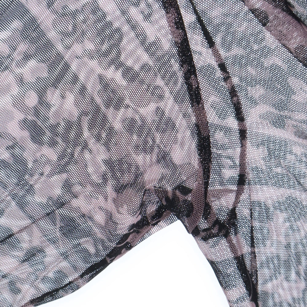 NO BRAND(ノーブランド) KNWLS(ノウルズ) 総柄 フリル シアートップ ブラック/ピンク レディース