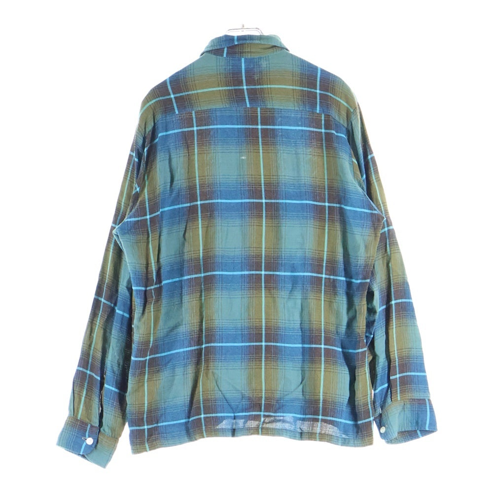 VINTAGE(ヴィンテージ) 60S TOWNCRAFT PLUS タウンクラフト プラス RAYON OMBRE CHECK L/S SHIRTS 襟芯 オンブレ チェック レーヨン 長袖チェック シャツ ブルー/カーキ