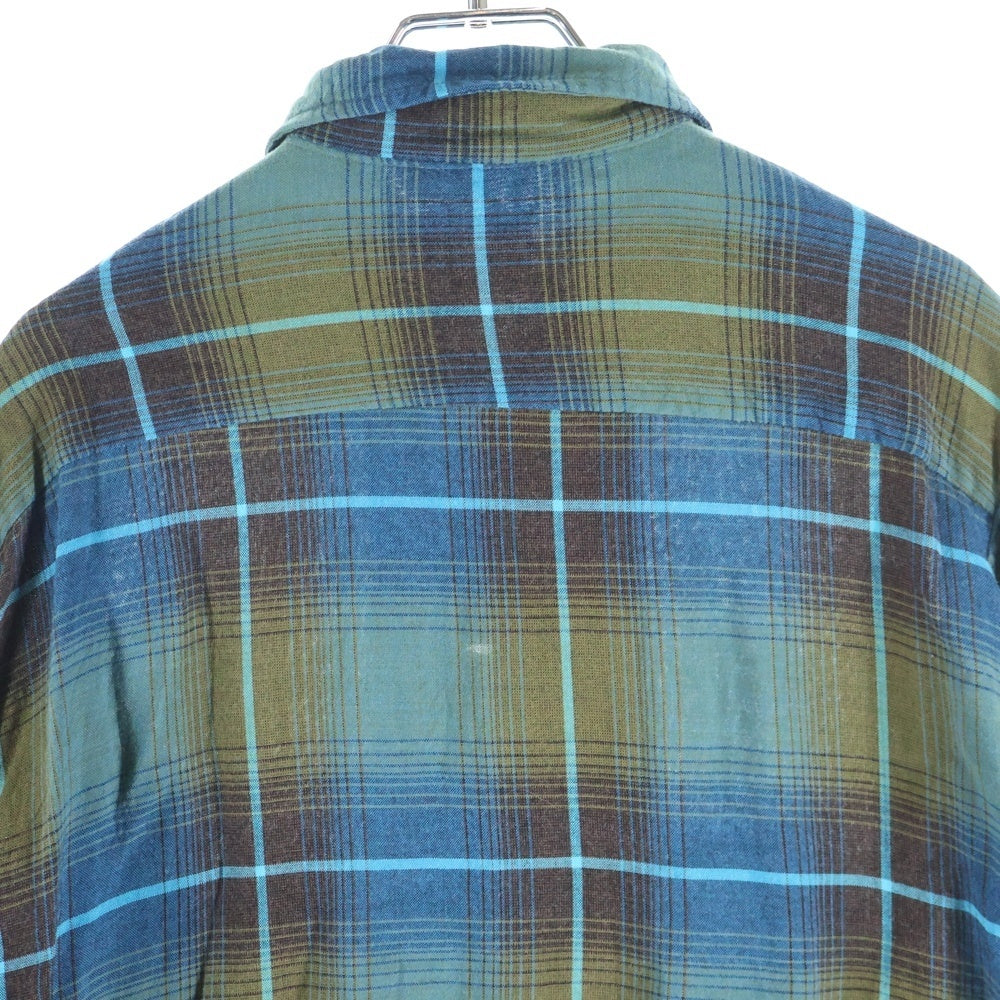 VINTAGE(ヴィンテージ) 60S TOWNCRAFT PLUS タウンクラフト プラス RAYON OMBRE CHECK L/S SHIRTS 襟芯 オンブレ チェック レーヨン 長袖チェック シャツ ブルー/カーキ
