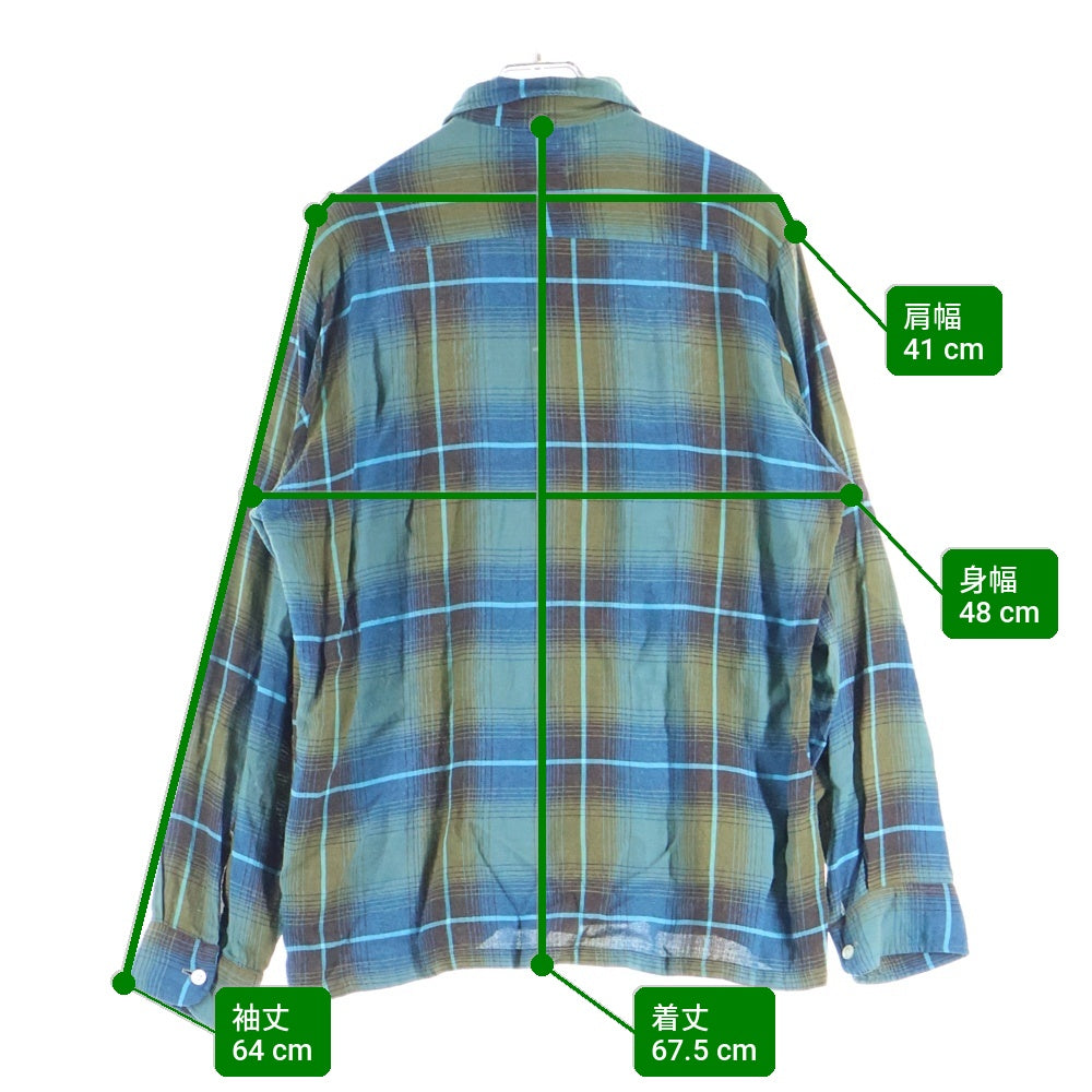 VINTAGE(ヴィンテージ) 60S TOWNCRAFT PLUS タウンクラフト プラス RAYON OMBRE CHECK L/S SHIRTS 襟芯 オンブレ チェック レーヨン 長袖チェック シャツ ブルー/カーキ
