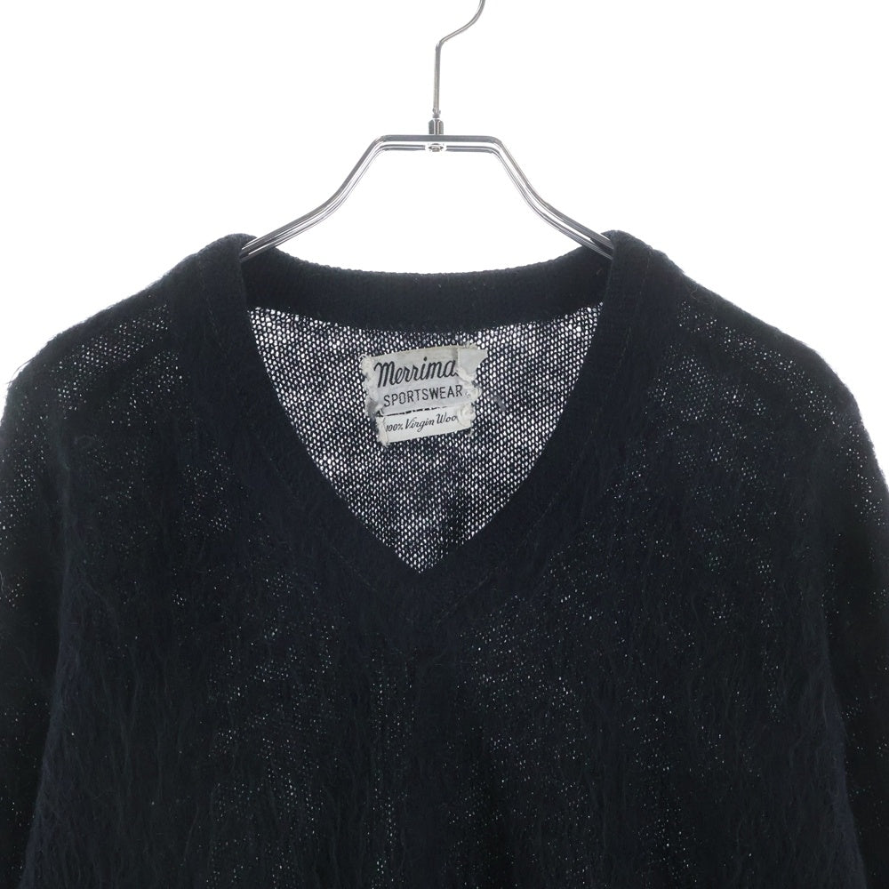 VINTAGE(ヴィンテージ) 50-60S Merrimac Sportswear mohair vneck virgin wool knit メリマック スポーツウェア モヘア Vネック 長袖ニットセーター ブラック