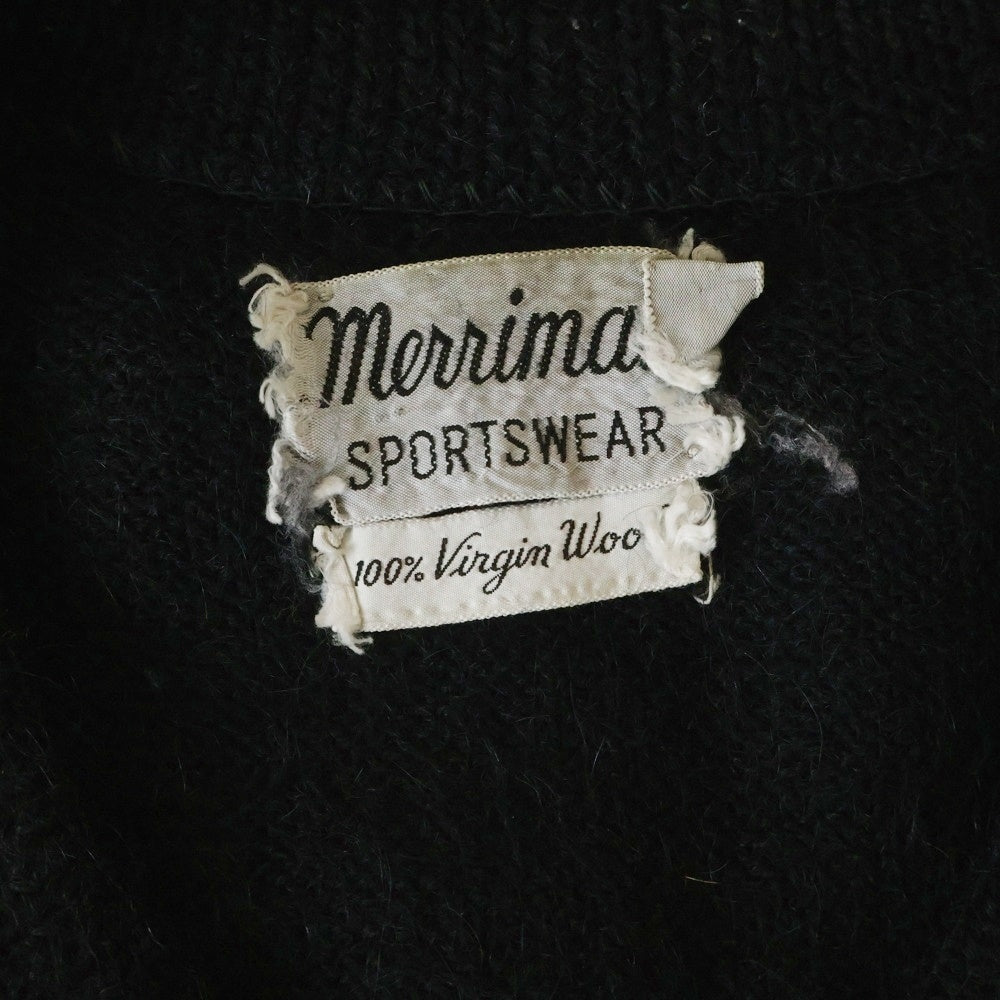 VINTAGE(ヴィンテージ) 50-60S Merrimac Sportswear mohair vneck virgin wool knit メリマック スポーツウェア モヘア Vネック 長袖ニットセーター ブラック