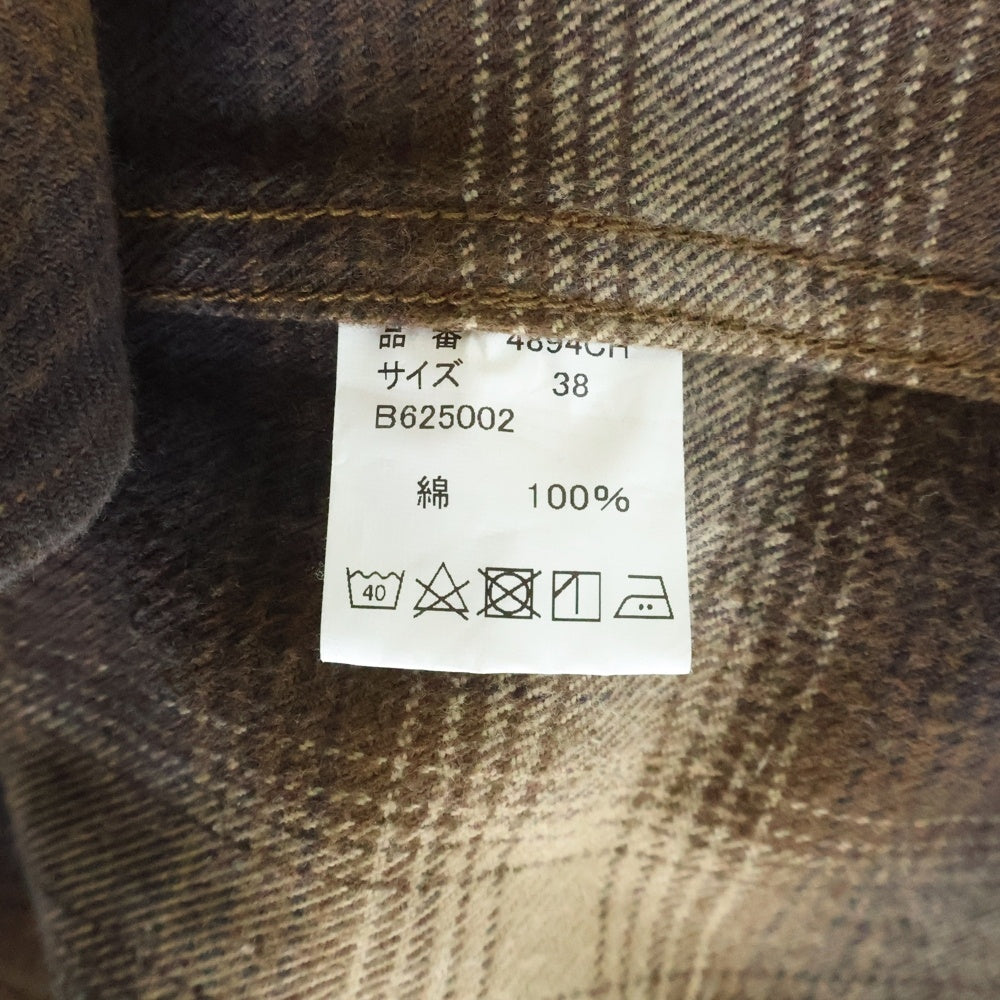 FULLCOUNT(フルカウント) 4894CH HEAVY FLANNNEL CHECK WESTERN SHIRT ヘビーフランネル チェック柄 長袖ウエスタンシャツ ブラウン