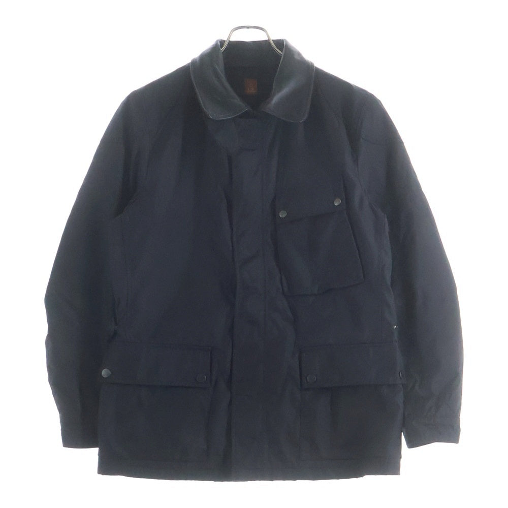 C.P. Company(シーピーカンパニー) SPORTSWEAR LEATHER SWEI NYLON JACKET イタリア製 襟レザー切替 ナイロンジャケット ブラック
