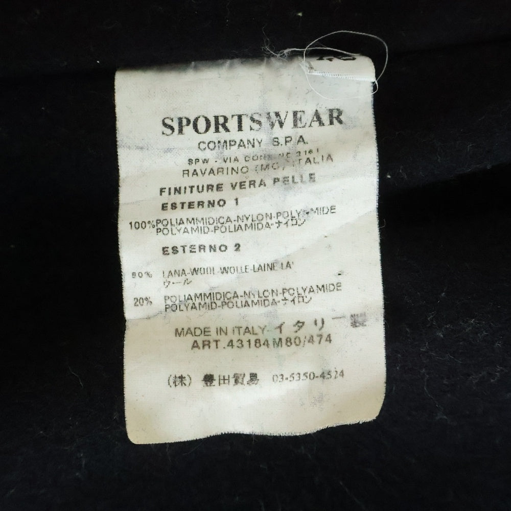 C.P. Company(シーピーカンパニー) SPORTSWEAR LEATHER SWEI NYLON JACKET イタリア製 襟レザー切替 ナイロンジャケット ブラック