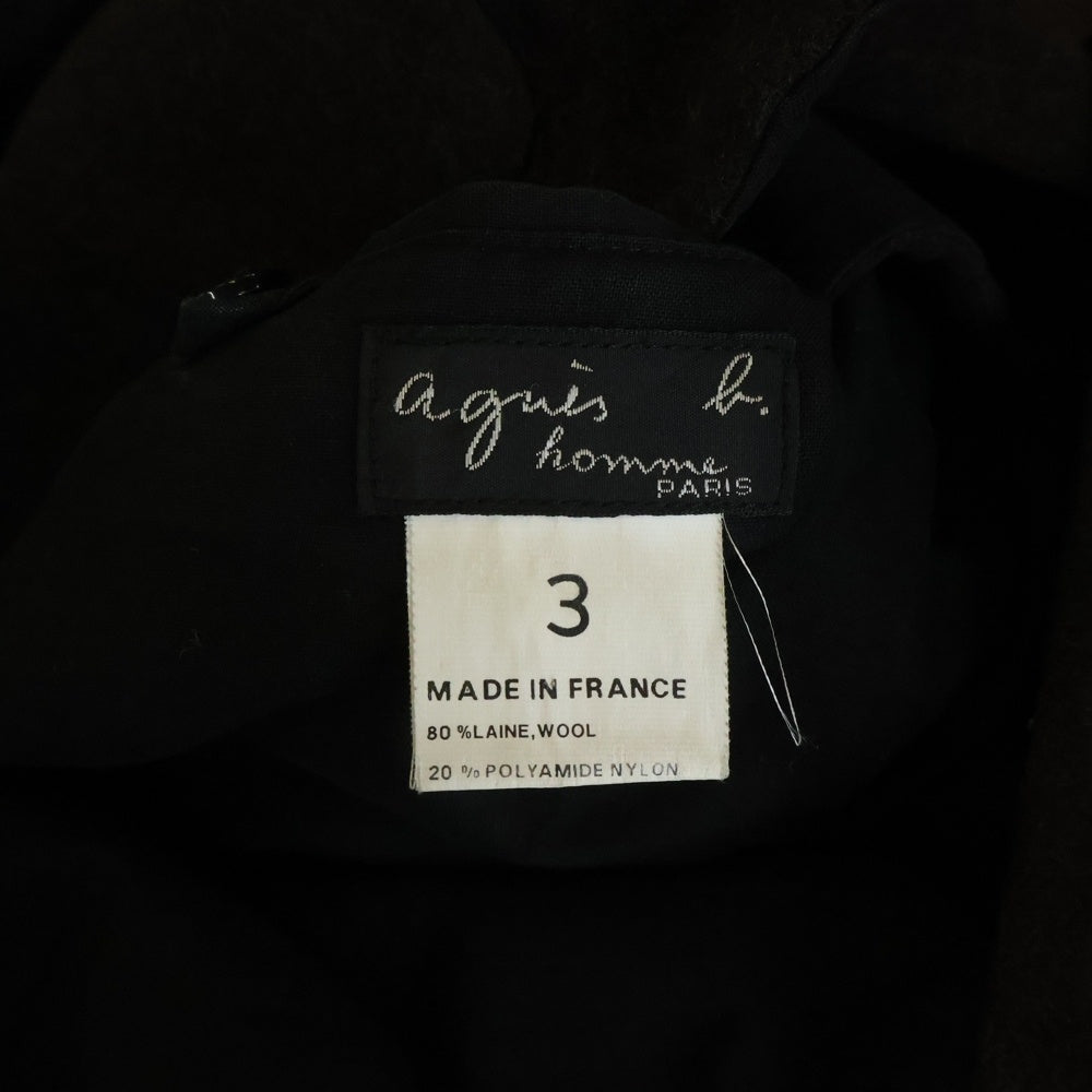 agnes b. homme(アニエスベーオム) 90S WOOL JACKET 5B COVERALL MADE IN FRANCE フランス製 ウール カバーオール ジャケット ブラウン