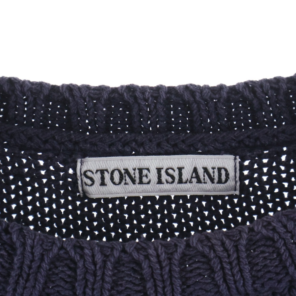 STONE ISLAND(ストーンアイランド) 99SS HERRINGBONE CREW KNIT ヘリンボーン クルー ニット ナス紺 パープル 30155N46/A