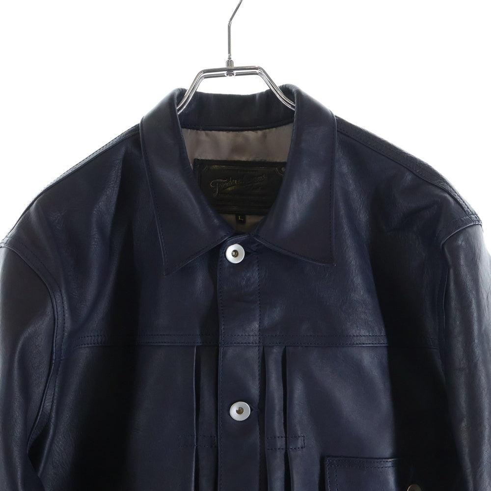 FINDERS KEEPERS(ファインダーズキーパーズ) ×Y.FUJIWARA H/FK-TYPE ONE BerBerJin 1941 T-BACK 40712502 ×藤原裕 ホースハイド 1st レザートラッカージャケット ダークブルー Tバック