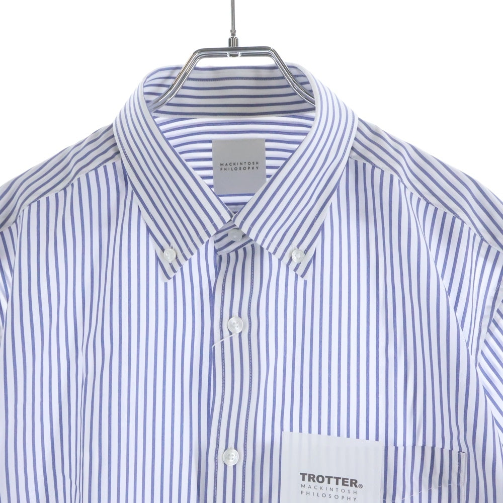 MACKINTOSH PHILOSOPHY(マッキントッシュフィロソフィー) TROTTER SHORT SLEEVE SHIRT H1M51-217-24 トロッター ストライプ 半袖ボタンシャツ ホワイト/ブルー
