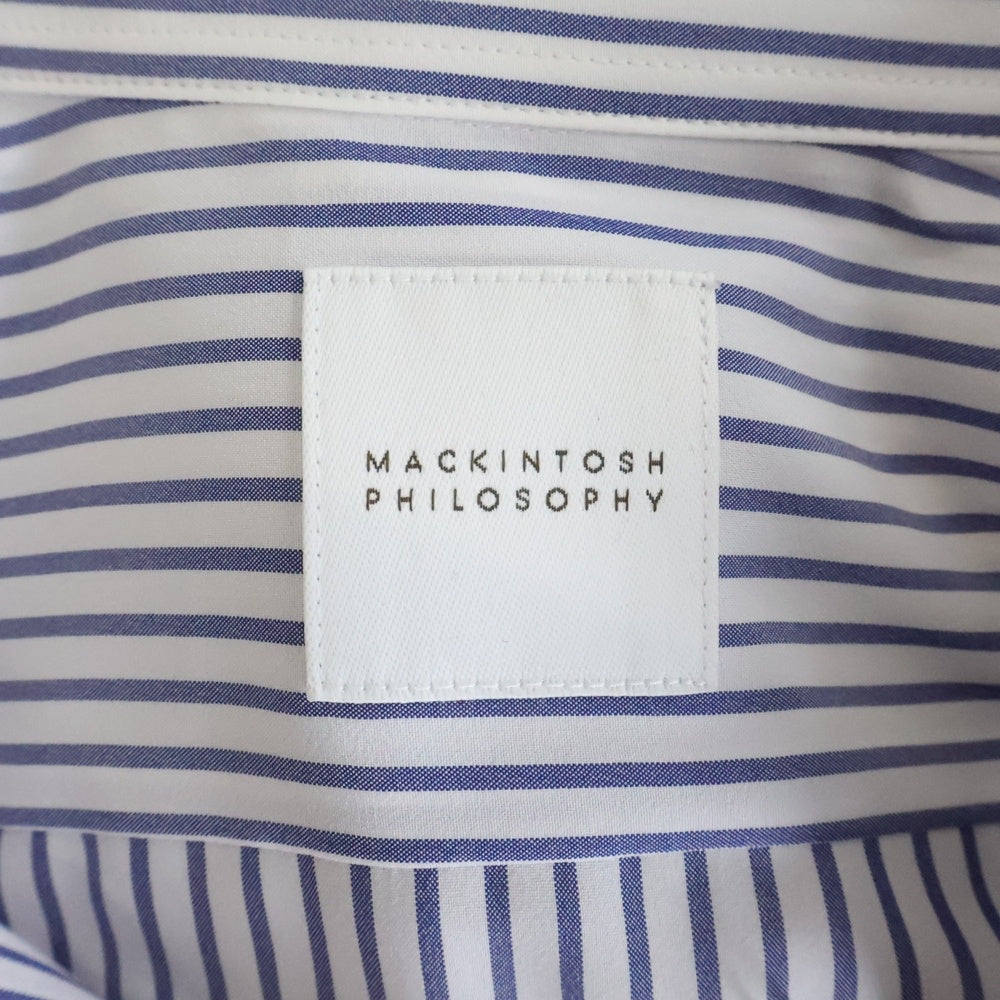 MACKINTOSH PHILOSOPHY(マッキントッシュフィロソフィー) TROTTER SHORT SLEEVE SHIRT H1M51-217-24 トロッター ストライプ 半袖ボタンシャツ ホワイト/ブルー