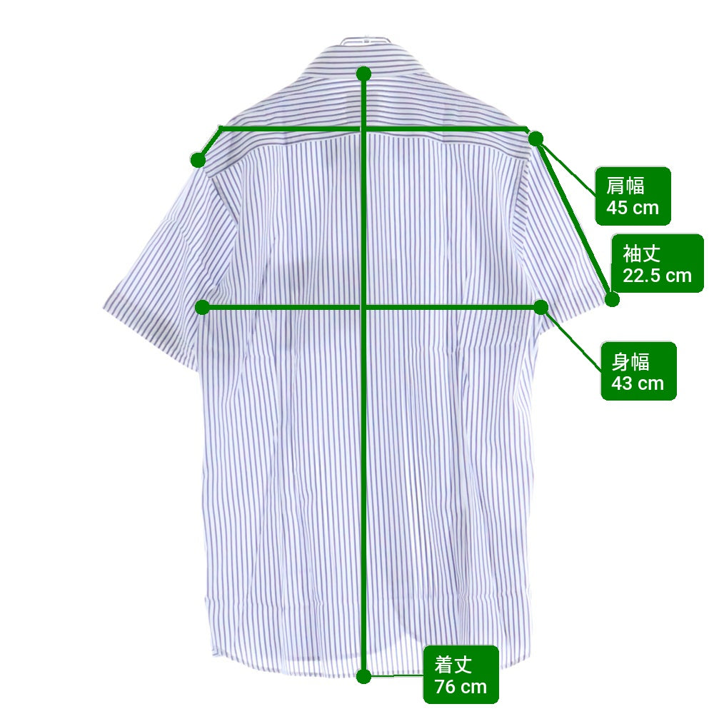 MACKINTOSH PHILOSOPHY(マッキントッシュフィロソフィー) TROTTER SHORT SLEEVE SHIRT H1M51-217-24 トロッター ストライプ 半袖ボタンシャツ ホワイト/ブルー