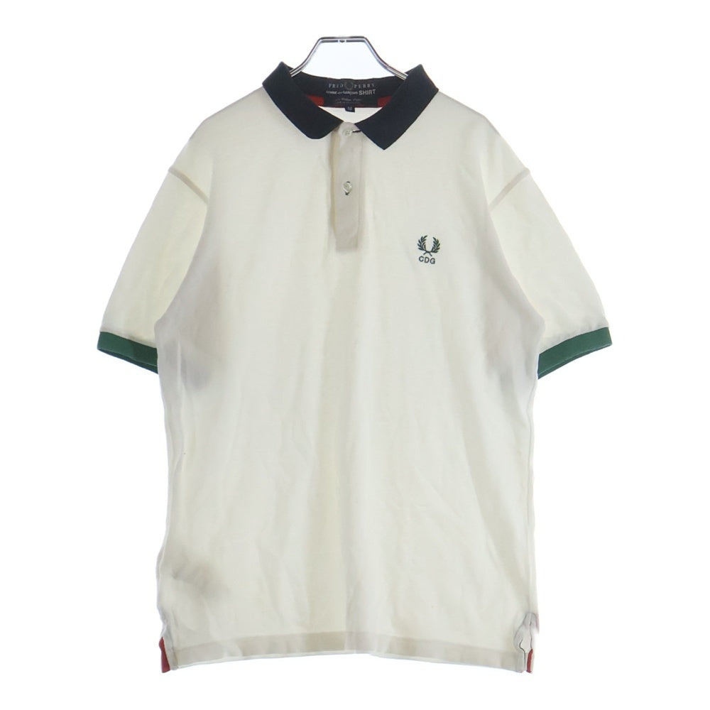 FRED PERRY(フレッドペリー) ×COMME des GARCONS SHIRT CDG S16305/2095 ×コムデギャルソンシャツ ロゴ刺繍 半袖ポロシャツ ホワイト レディース