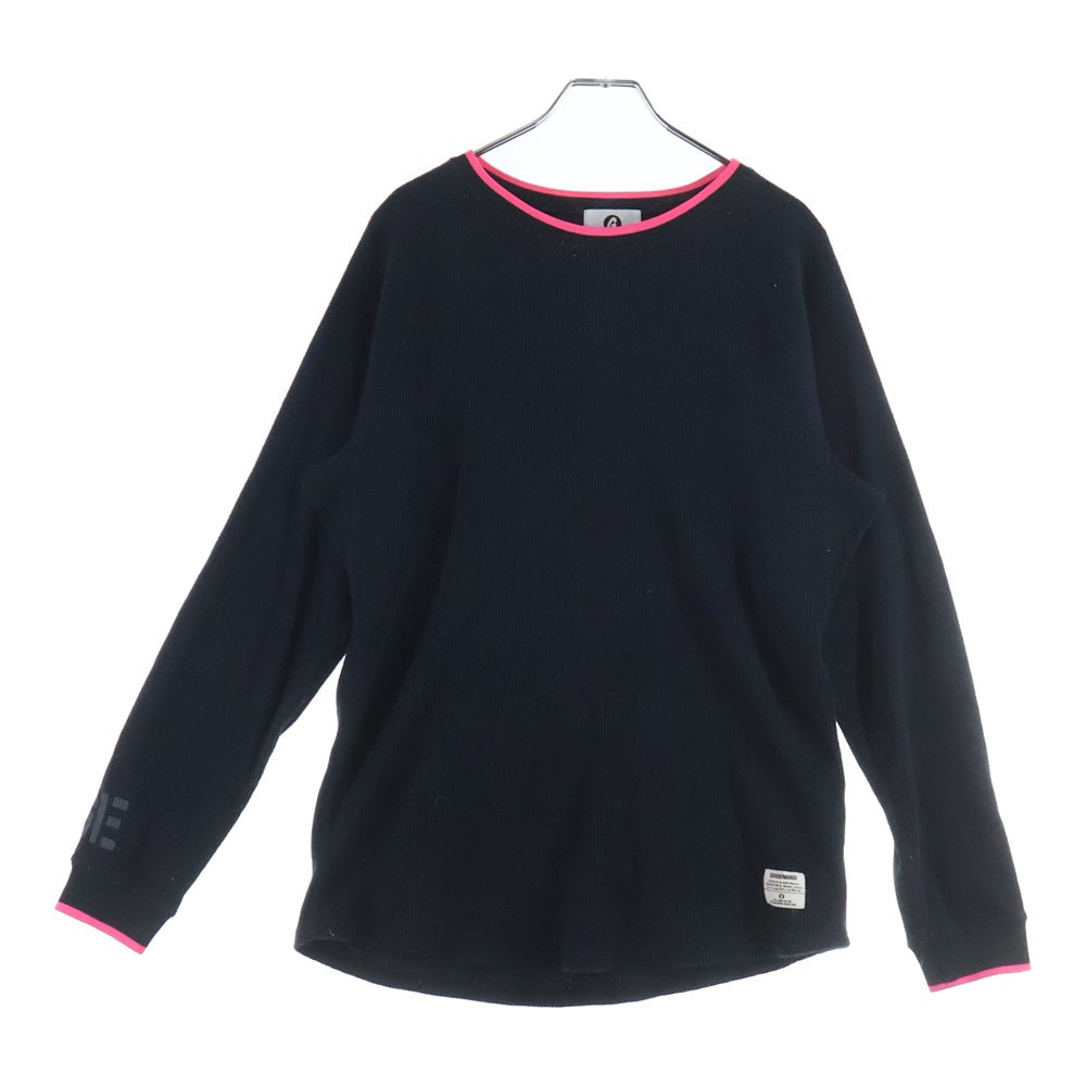 GOODENOUGH(グッドイナフ) リブカラー サーマル 長袖Tシャツ ブラック/ピンク GE-116013