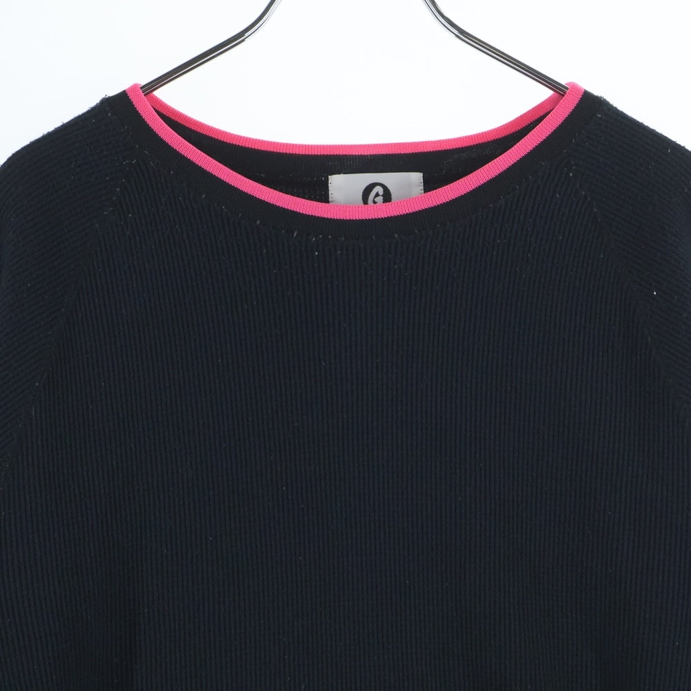 GOODENOUGH(グッドイナフ) リブカラー サーマル 長袖Tシャツ ブラック/ピンク GE-116013