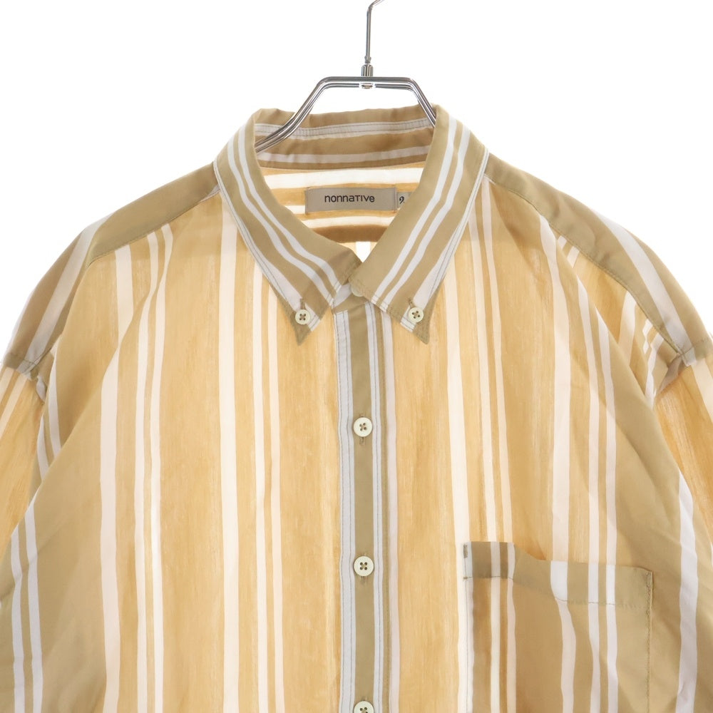 nonnative(ノンネイティブ) DWELLER B.D SHIRT RELAXED FIT C/T/P TUSSAH STRIPE NN-S3509 ストライプ長袖シャツ オレンジ/ホワイト