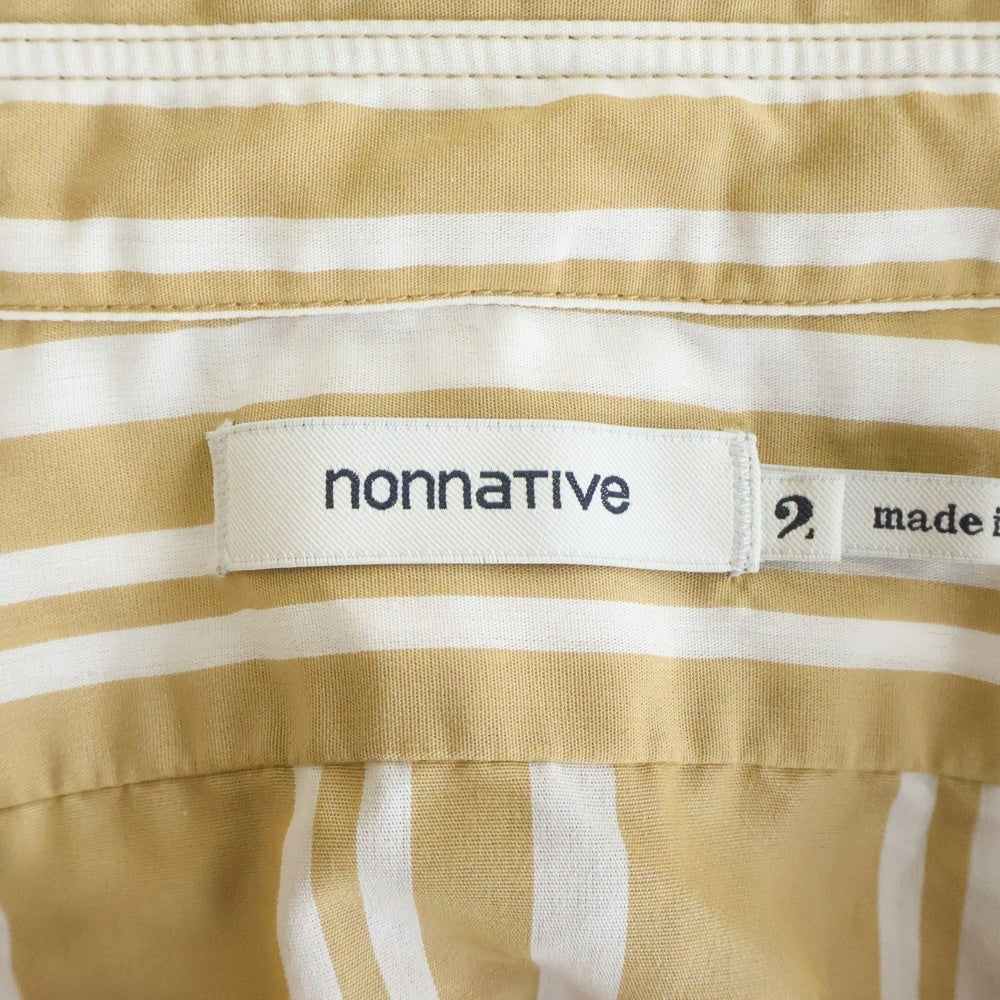 nonnative(ノンネイティブ) DWELLER B.D SHIRT RELAXED FIT C/T/P TUSSAH STRIPE NN-S3509 ストライプ長袖シャツ オレンジ/ホワイト