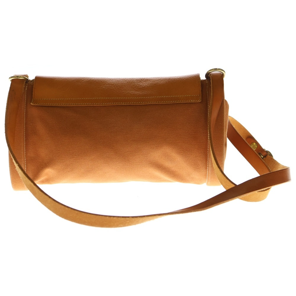 IL BISONTE(イル ビゾンテ) レザー キャンバス切り替えショルダーバッグ ブラウン レディース