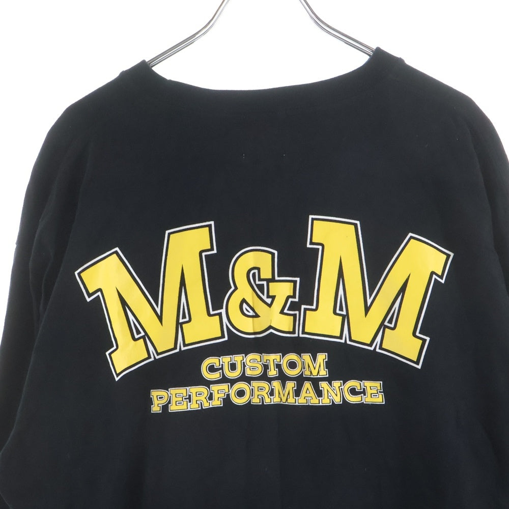m&m(エムアンドエム) CUSTOM PERFORMANCE カスタムパフォーマンス ロゴクルーネック 長袖Tシャツ ブラック