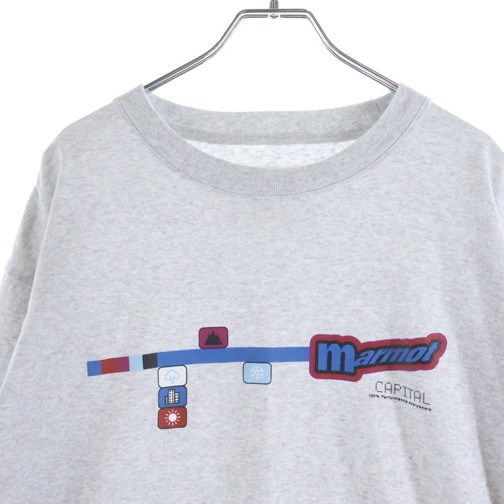 Marmot(マーモット) PIKOPIKO LONG SLEEVE TEE 24FW-L1-03-PK プリント長袖Tシャツ グレー