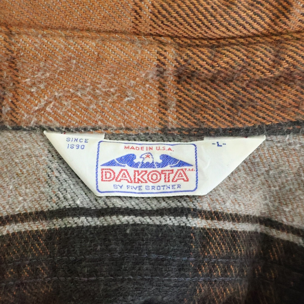 VINTAGE(ヴィンテージ) 80S DAKOTA BY FIVE BROTHER (ダコタ バイ ファイブブラザー) FLANNEL L/S CHECK SHIRT USA製 フランネル 長袖 チェック シャツ ブラウン/ブラック