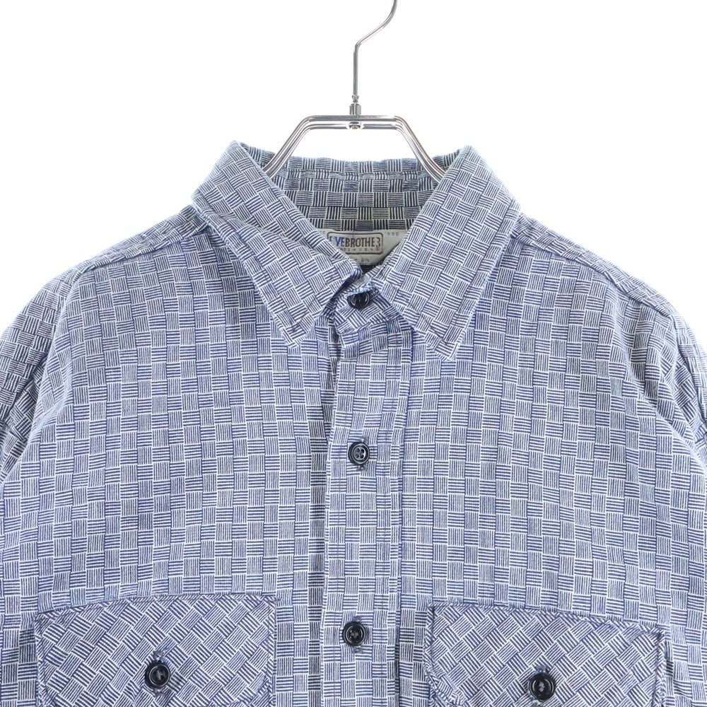 FIVE BROTHERS(ファイブブラザー) 70-80S FLANNEL L/S CHECK SHIRT USA製 フランネル 長袖 四崩し チェック シャツ ブルー/ホワイト