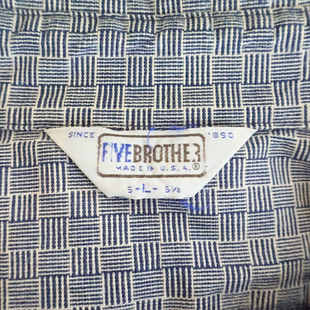FIVE BROTHERS(ファイブブラザー) 70-80S FLANNEL L/S CHECK SHIRT USA製 フランネル 長袖 四崩し チェック シャツ ブルー/ホワイト