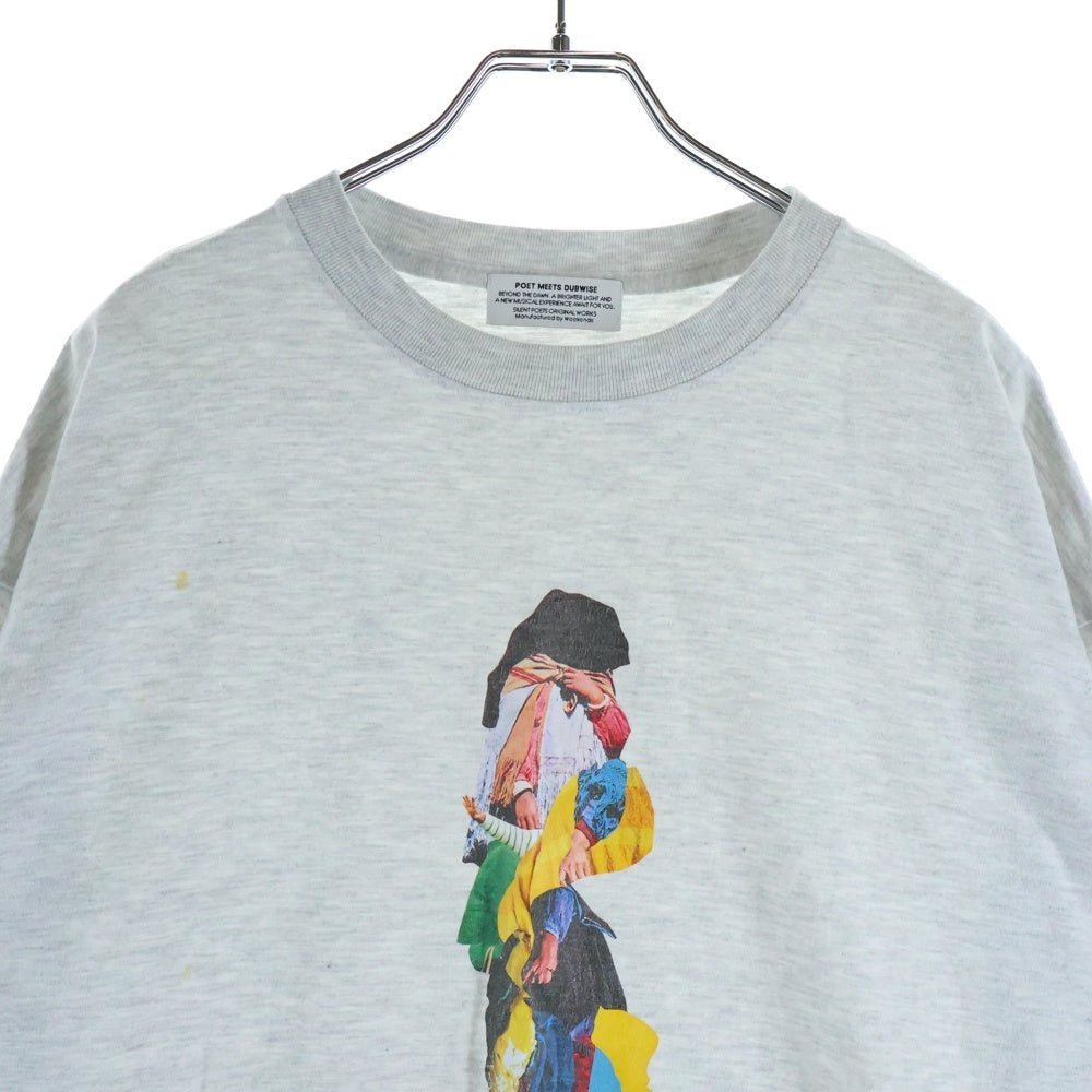 POET MEETS DUBWISE(ポエトミーツダブワイズ) Killiman Jah Low Collage L/S T-shirt 両面プリント 長袖Tシャツ カットソー グレー ZPM-12590