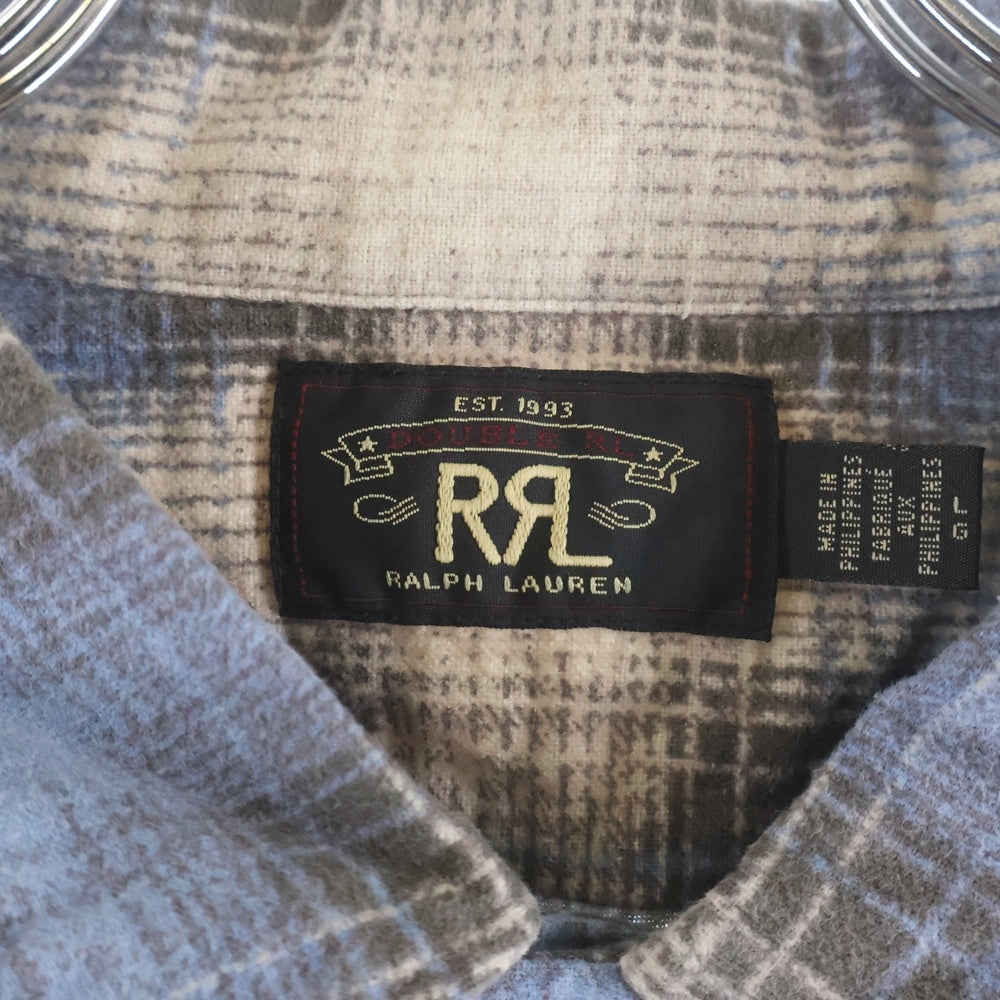 RRL(ダブルアールエル) OMBRE CHECK COTTON L/S SHIRT オンブレチェック コットン 長袖シャツ ブルー/ベージュ 782782395001