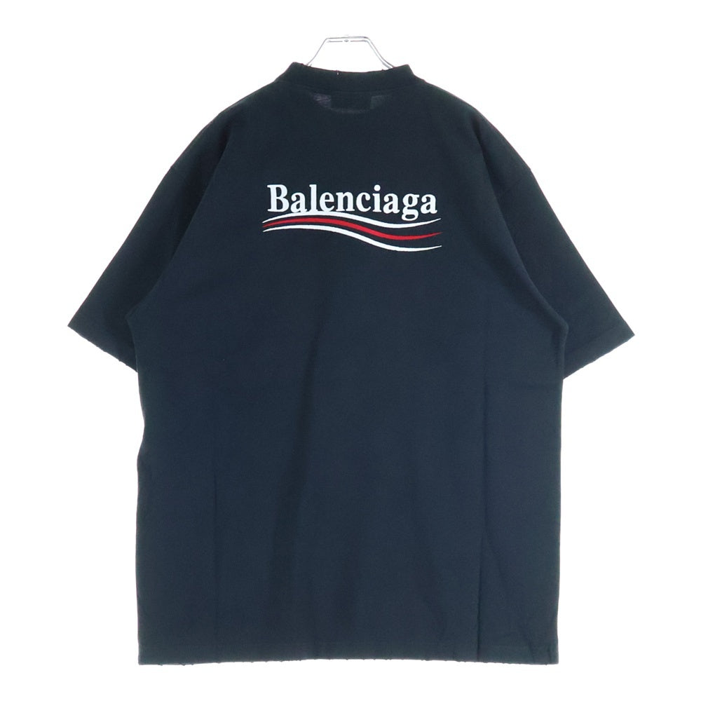 BALENCIAGA(バレンシアガ) POLITICAL CAMPAIGN LARGE FIT TEE ポリティカル キャンペーンロゴ ラージ フィット クルーネック半袖Tシャツ カットソー ブラック 641675 TKVJ1