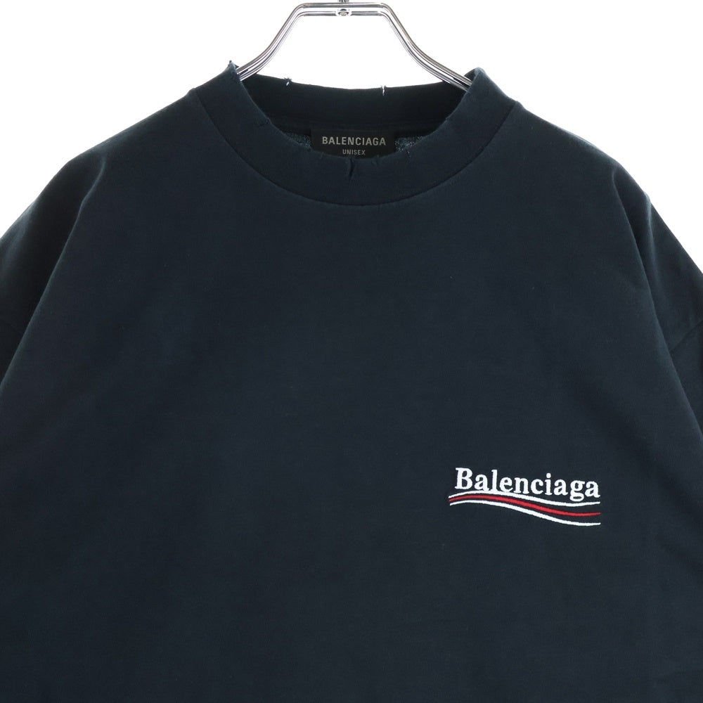 BALENCIAGA(バレンシアガ) POLITICAL CAMPAIGN LARGE FIT TEE ポリティカル キャンペーンロゴ ラージ フィット クルーネック半袖Tシャツ カットソー ブラック 641675 TKVJ1