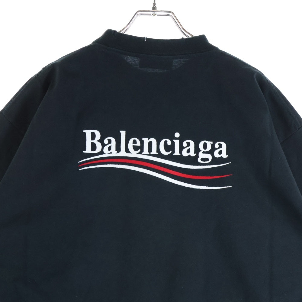 BALENCIAGA(バレンシアガ) POLITICAL CAMPAIGN LARGE FIT TEE ポリティカル キャンペーンロゴ ラージ フィット クルーネック半袖Tシャツ カットソー ブラック 641675 TKVJ1