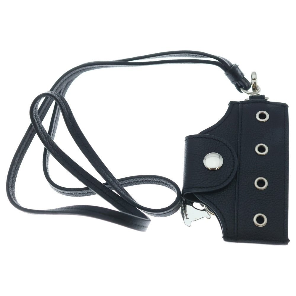 NO BRAND(ノーブランド) MEG KIM Belted Brief Card Holder ベルトデザイン カードケース ネックストラップ ブラック レザー