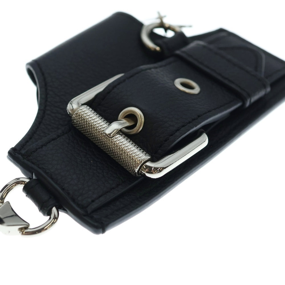 NO BRAND(ノーブランド) MEG KIM Belted Brief Card Holder ベルトデザイン カードケース ネックストラップ ブラック レザー