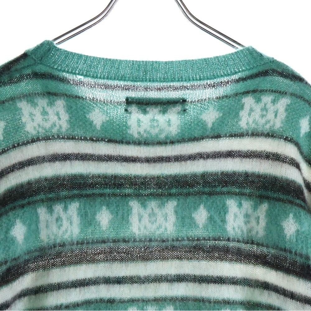 AMIRI(アミリ) MONOGRAM MOHAIR KNIT SRAW23MKL023SMRMAL0 モノグラム モヘア ネックロゴ刺繍 長袖ニットセーター グリーン