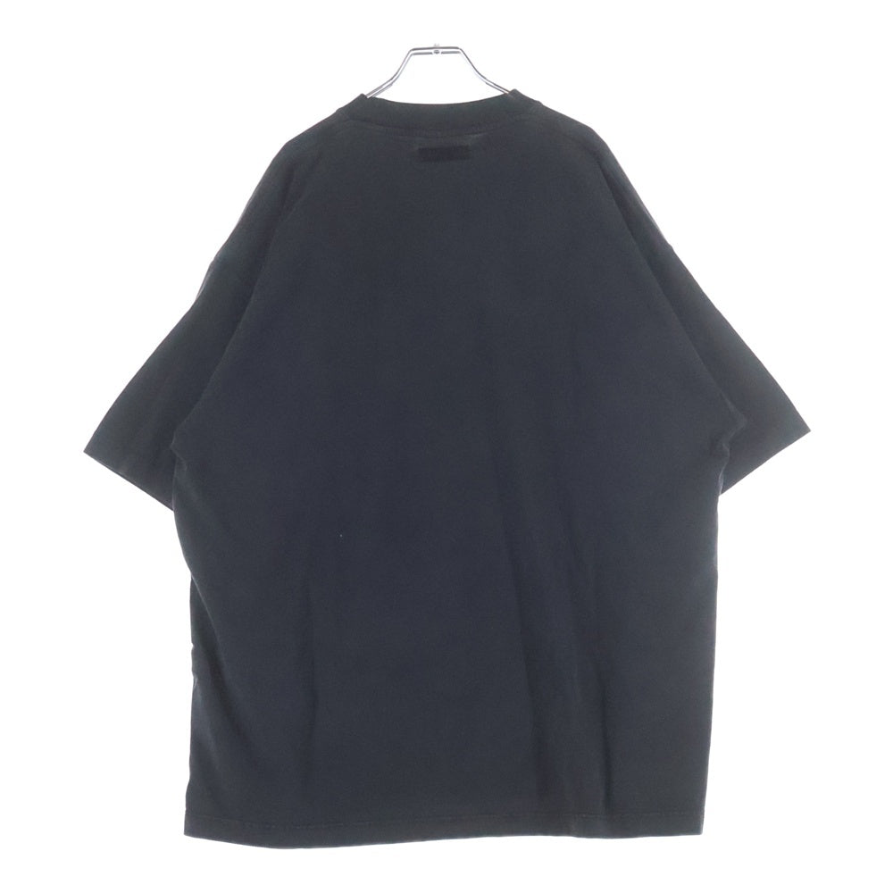 VETEMENTS(ヴェトモン) Black Printed T-Shirt Washed UE64TR800K ロゴプリント半袖Tシャツ ブラック ウォッシュ加工