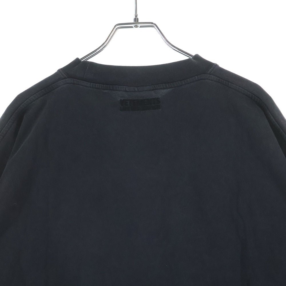 VETEMENTS(ヴェトモン) Black Printed T-Shirt Washed UE64TR800K ロゴプリント半袖Tシャツ ブラック ウォッシュ加工