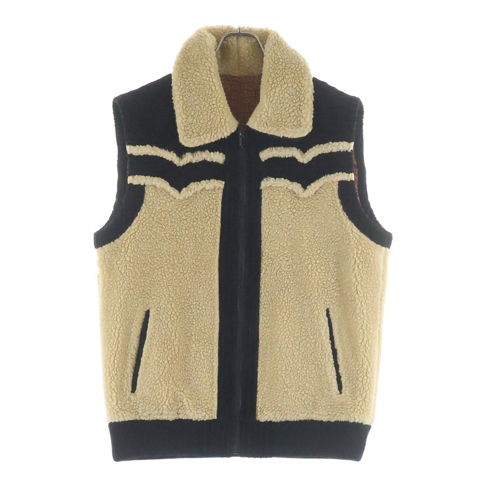 NUMBER (N)INE(ナンバーナイン) 03AW BOA FLEECE VEST カート期 ボアフリースベスト 裏地ペイズリー アイボリー/ブラック