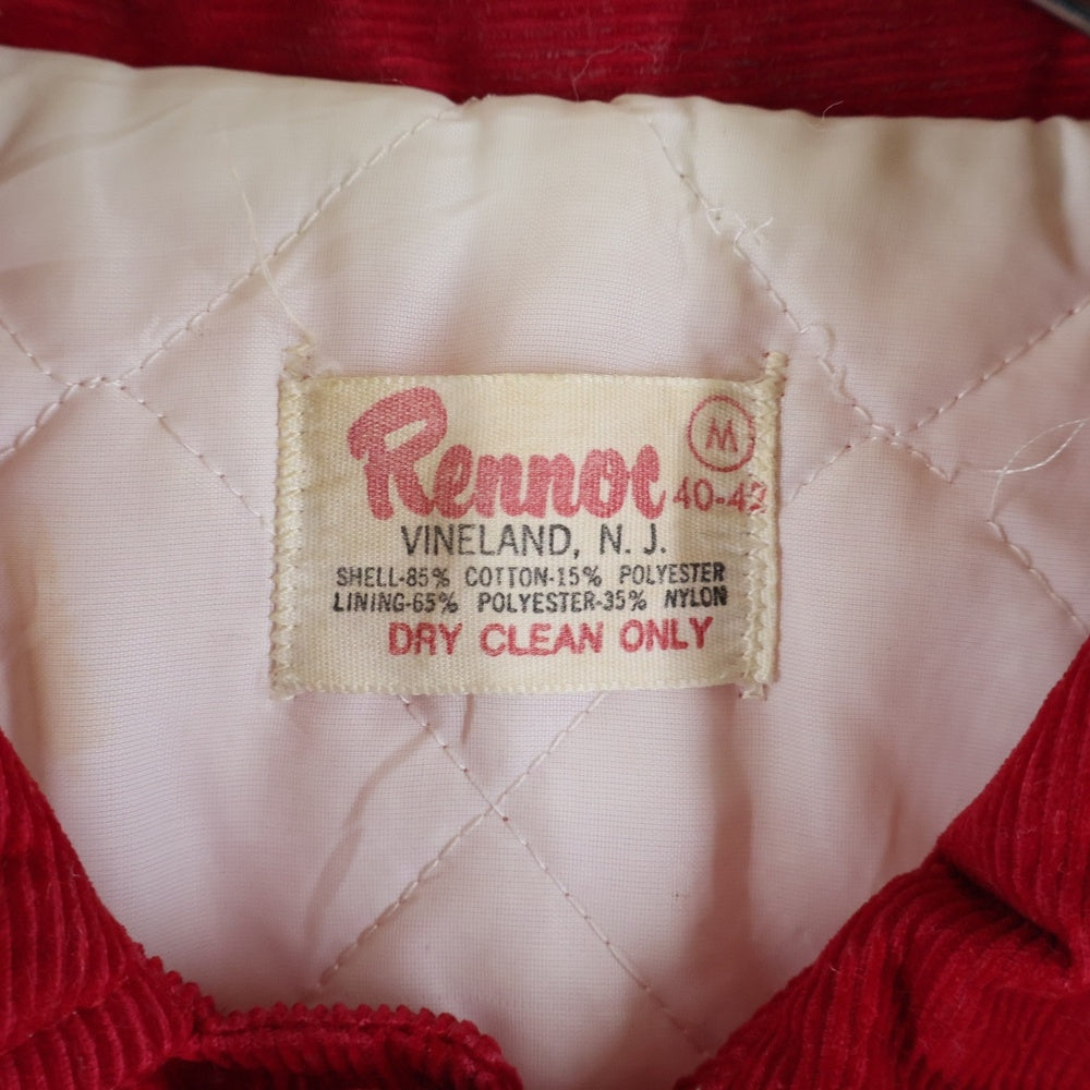 VINTAGE(ヴィンテージ) 70S RENNOC （レノック）CORDUROY VARSITY JACKET コーデュロイ バーシティ ジャケット レッド/ホワイト