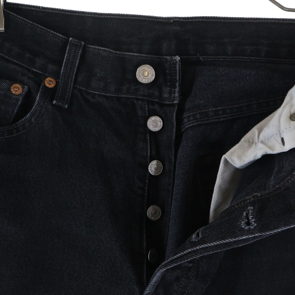 Levi's(リーバイス) 00S 501 後染め ボタン裏379 スモールe カットオフ デニムパンツ ブラック