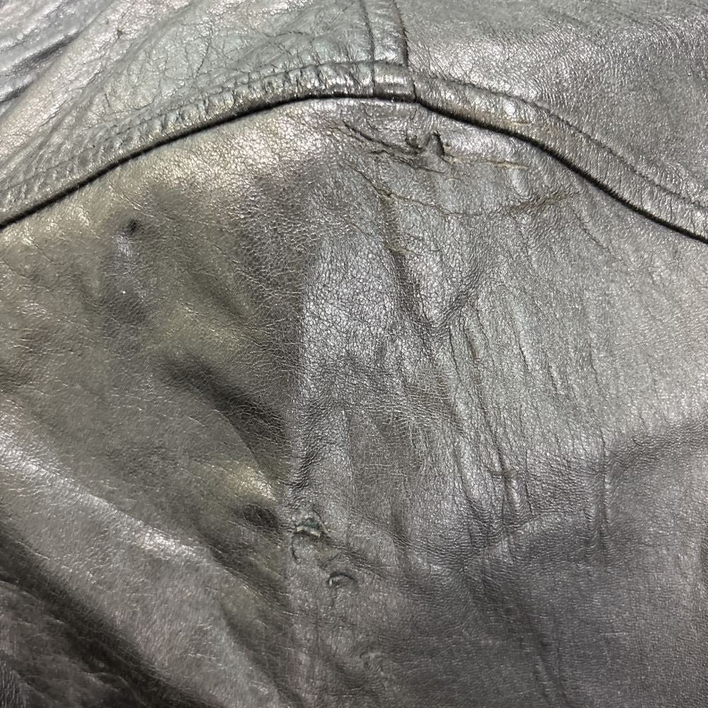 POLO RALPH LAUREN(ポロラルフローレン) 90s VINTAGE NO PONY LEATHER JACKET ノーポニー 馬ナシ チンストラップ YKKジップ 裏地チェック レザー スイングトップジャケット ブラック