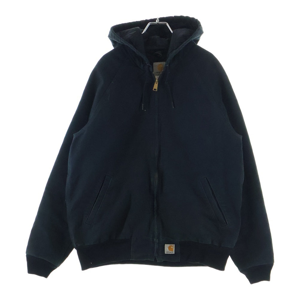CARHARTT(カーハート) Black Quilted Hooded Jacket J268 BLK メキシコ製 裏地キルティング ジップアップ フードジャケット ブラック