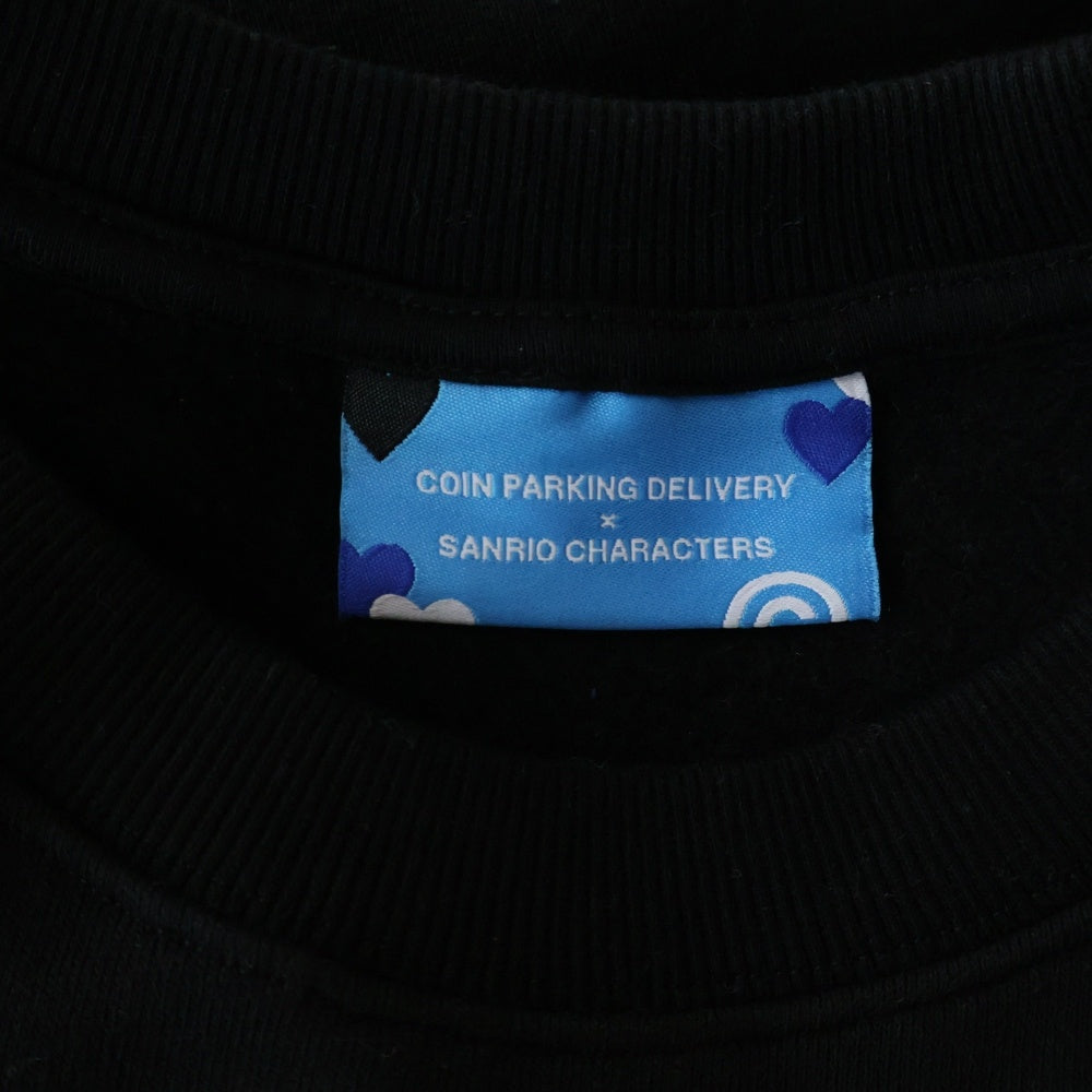 COIN PARKING DELIVERY(コインパーキングデリバリー) ×SANRIO CHARACTERS SWEAT SHIRT CPDSC-KT14 ×サンリオキャラクターズ クルーネック長袖スウェットトレーナー ブラック